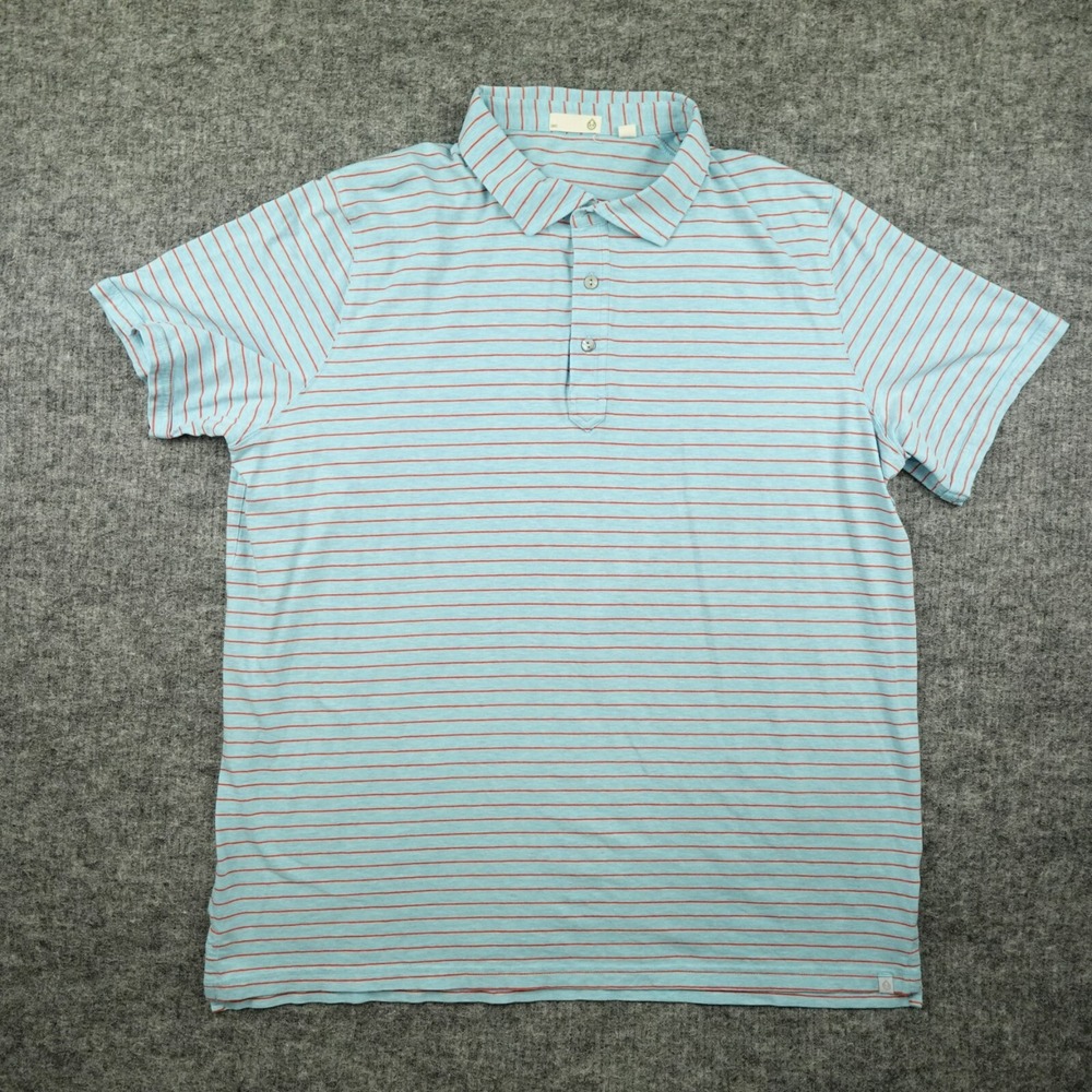 Tasc Polo Shirt Mens 2XL Blue Striped XXL Stretch Bamboo Viscose Golf Light